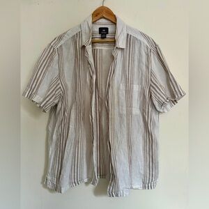H&M Men's Casual Beige Striped Shirt